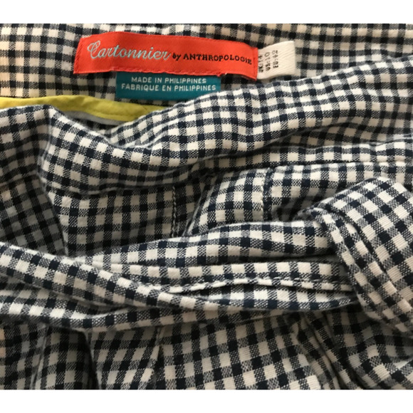 Anthropologie Cartonnier Tie-Waist Black/White Gingham Trousers - Size 10 - Picture 4 of 10